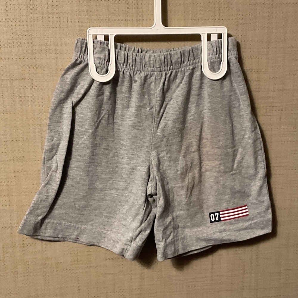 Gray Kids Shorts with Flag Patch